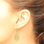 14K Yellow Gold Teardrop Filigree Dangle Leverback Earrings - Product Photo