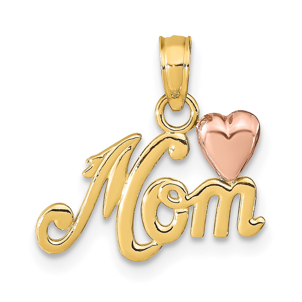 14K Two-tone MOM w/Heart Pendant - Product Photo