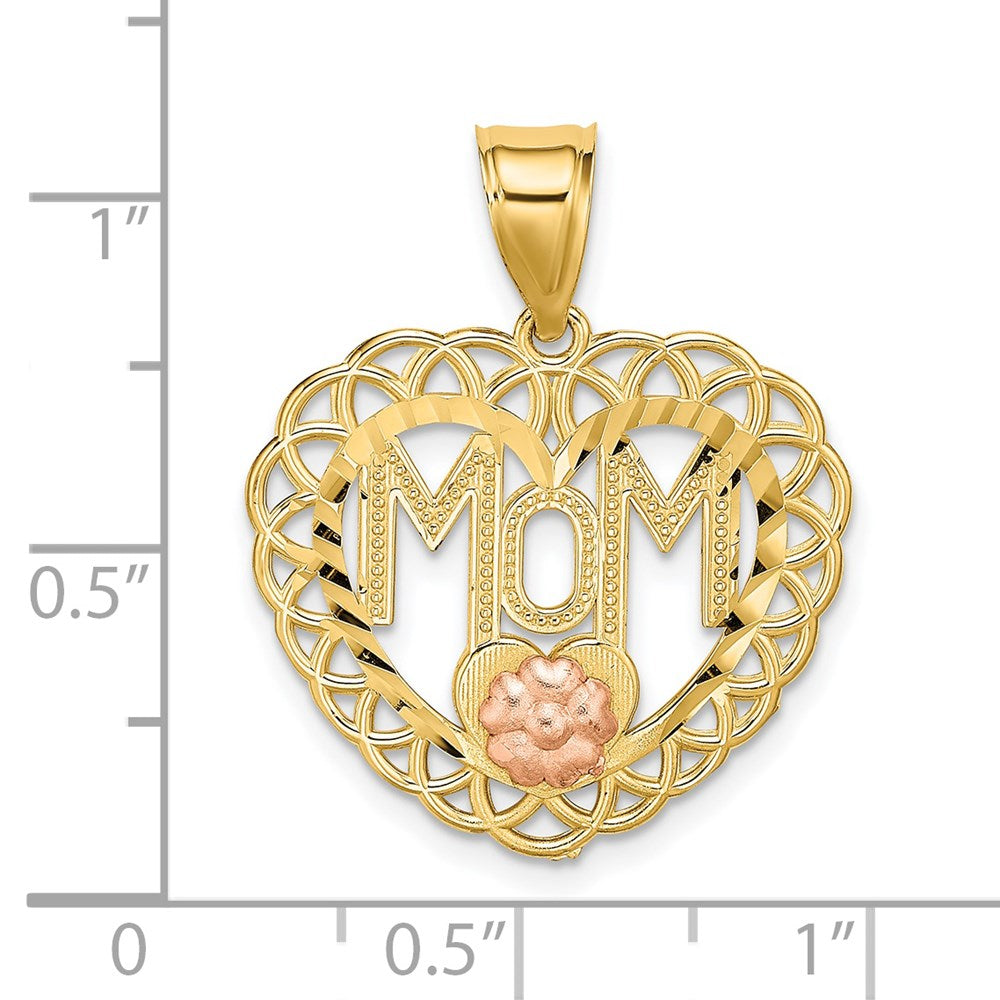 14K Two-tone MOM in Heart Frame Charm - Product Photo