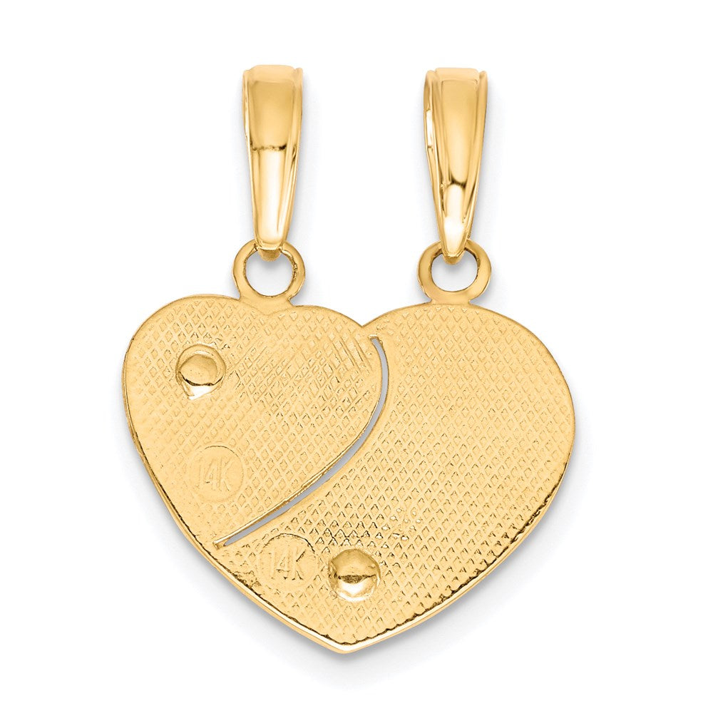 14k Two-tone MOMMY-ME Break-apart Heart Pendant - Product Photo