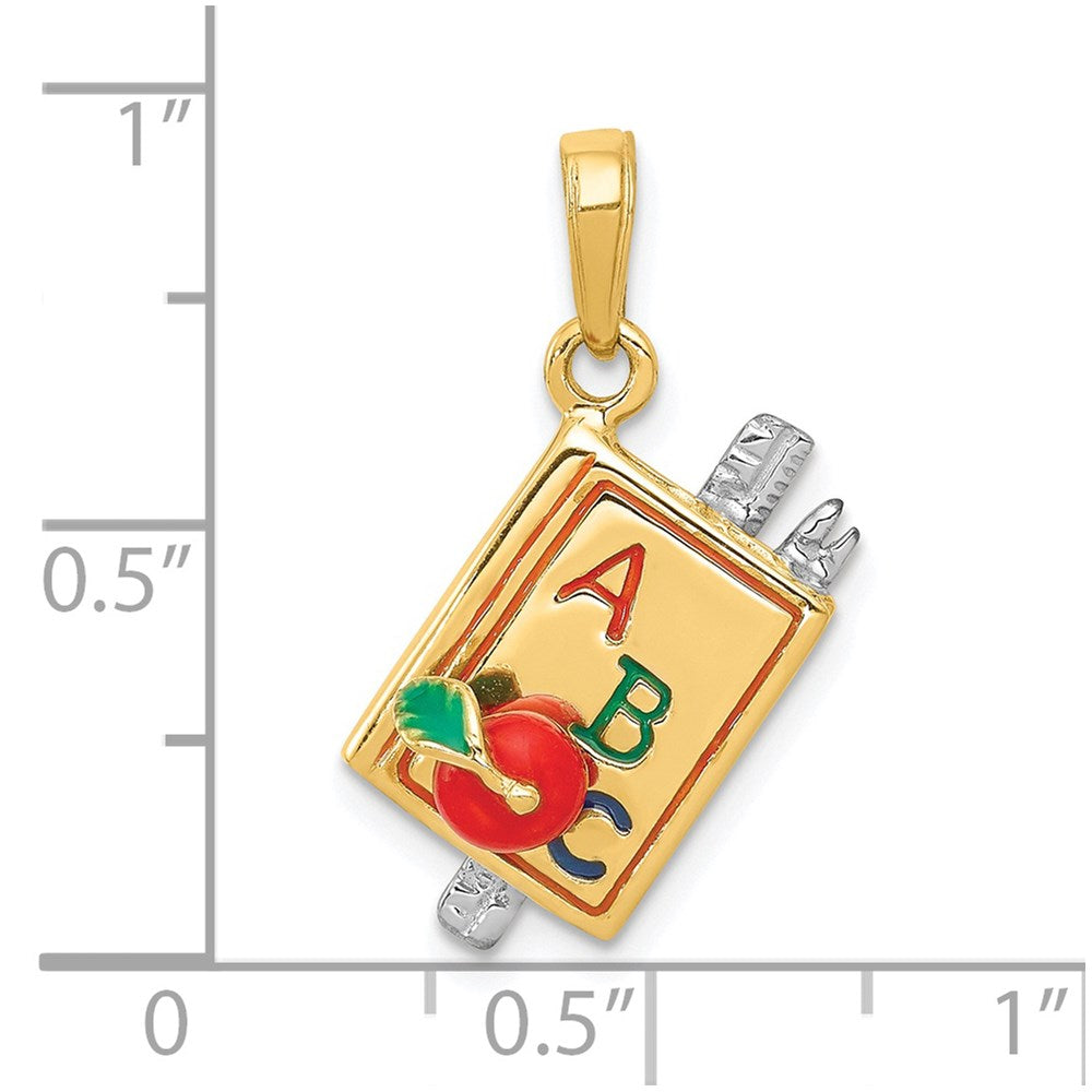 14k Two-tone 3-D Enameled ABC School Book Pendant - Product Photo
