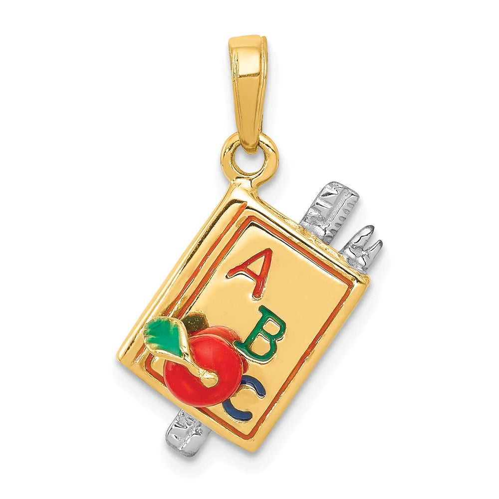 14K Two-tone 3-D Enameled ABC School Book Pendant