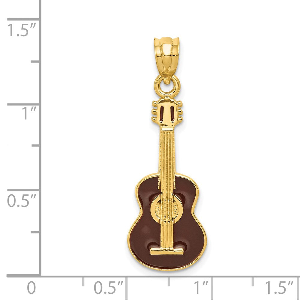 14k Enameled Guitar Pendant - Product Photo