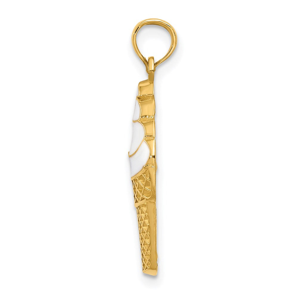14k Enameled Vanilla Ice Cream Cone Pendant - Product Photo