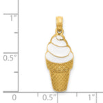 14k Enameled Vanilla Ice Cream Cone Pendant - Product Photo