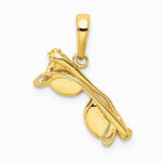 10K / 14K Yellow Gold 3-D Black Enameled Moveable Sunglasses Pendant - Product Photo