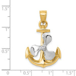 14k Two-tone 3-D Anchor w/Moveable Propeller Pendant - Product Photo