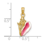 10K / 14K Yellow Gold Enameled 3-D Conch Shell Pendant - Product Photo
