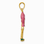 10K / 14K Yellow Gold Enameled 3-D Pink Flamingo Pendant - Product Photo