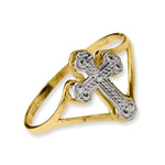 14K Yellow & Rhodium w/Rhodium Cross Ring - Product Photo