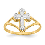 14K Yellow & Rhodium w/Rhodium Cross Ring - Product Photo