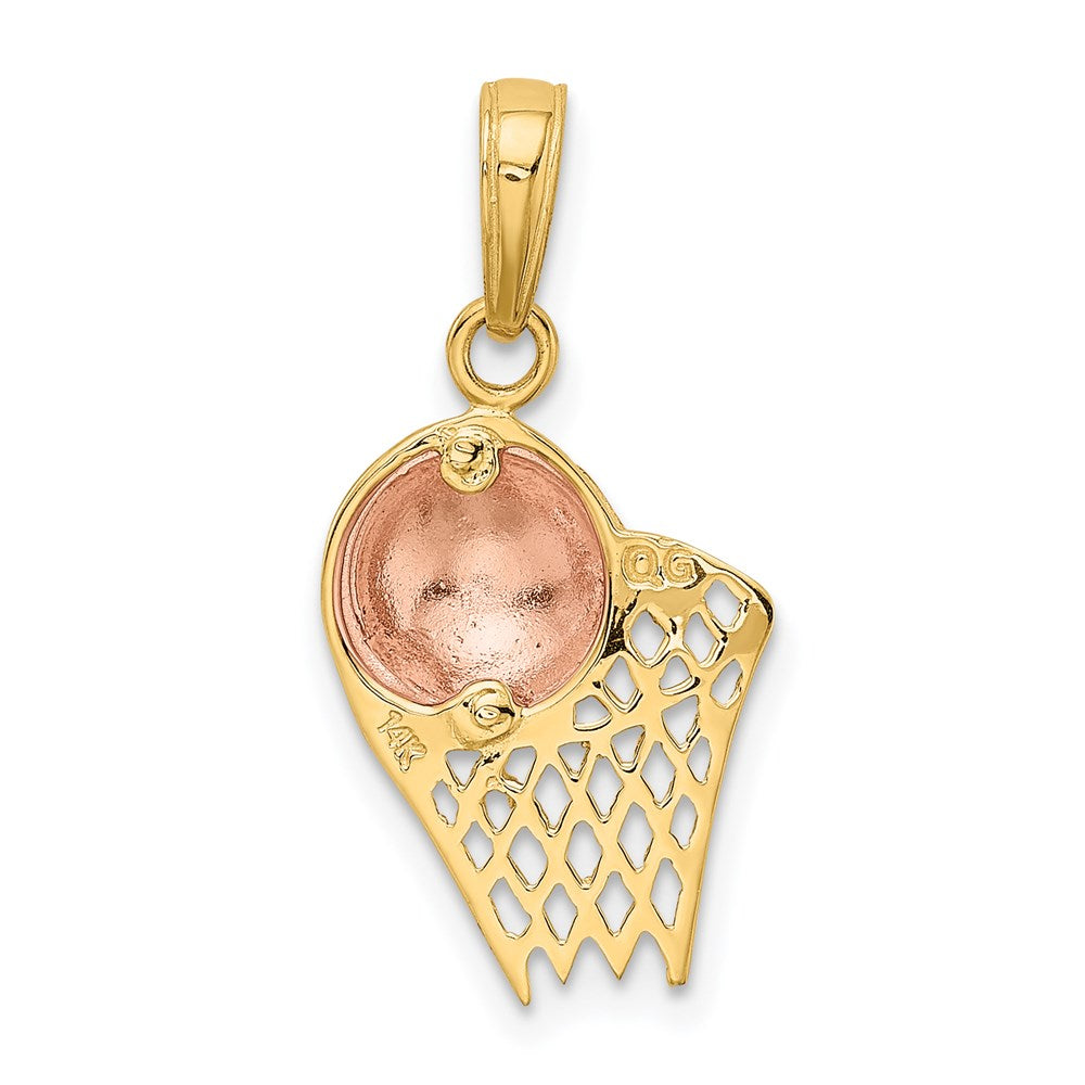 10K / 14K Two-tone Basketball Hoop with Ball Pendant - Product Photo
