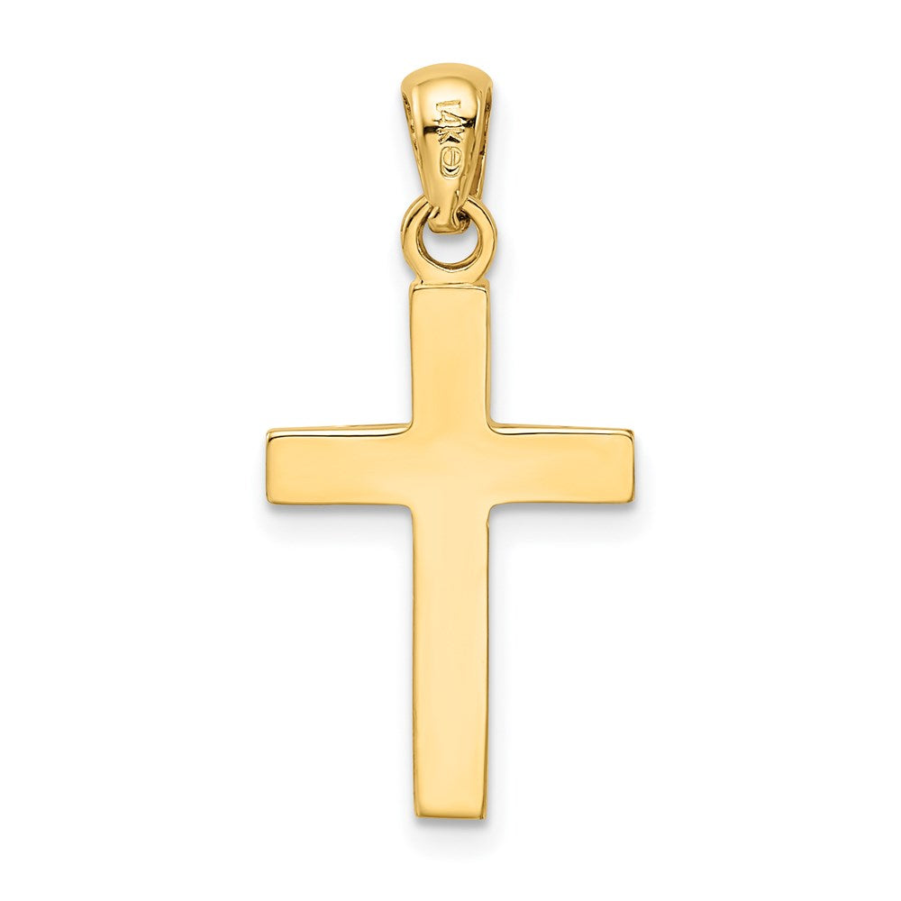 14K Yellow & Rhodium with Rhodium Cross Pendant - Product Photo