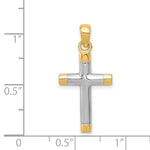 14K Yellow & Rhodium with Rhodium Cross Pendant - Product Photo