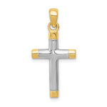 14K Yellow & Rhodium with Rhodium Cross Pendant - Product Photo