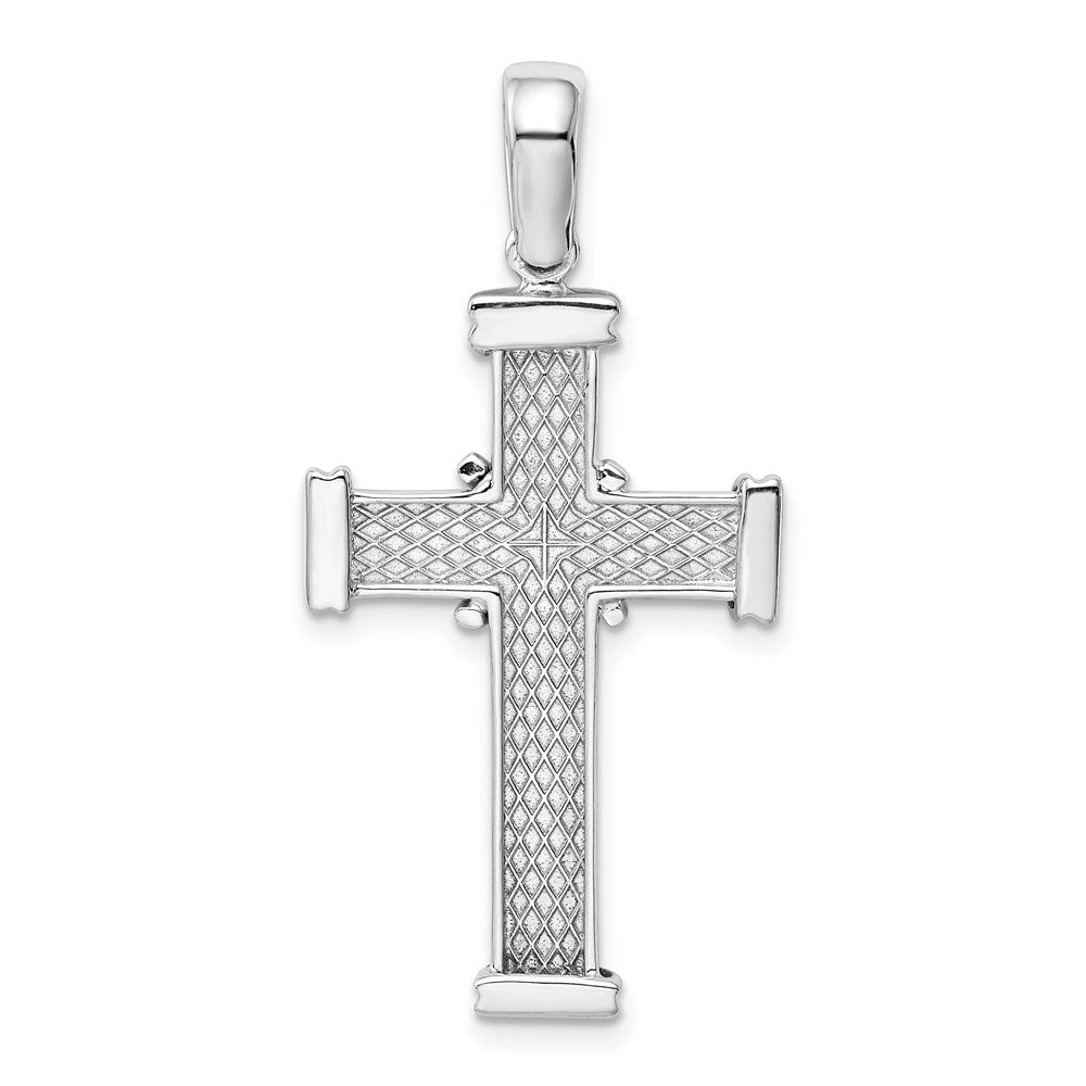 14K White Gold Latin Cross Pendant - Product Photo
