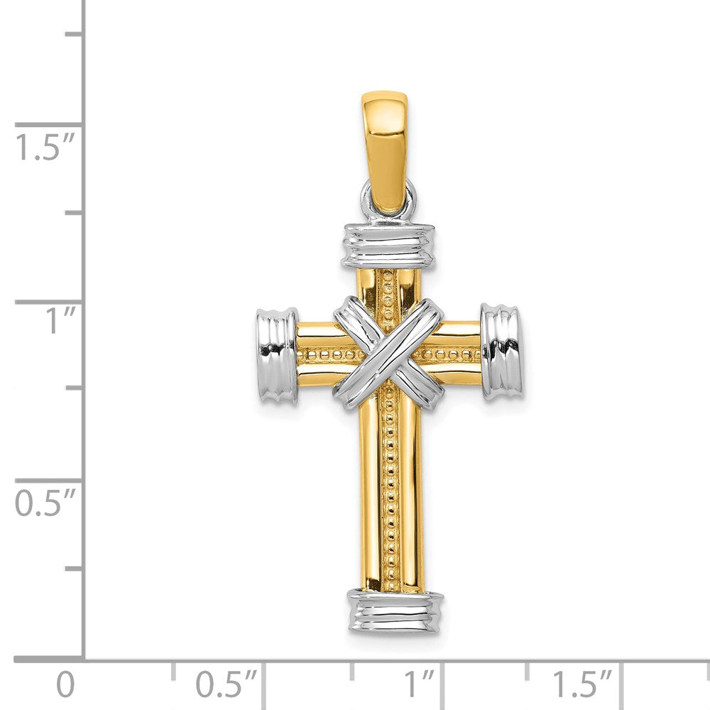 14K Two-tone Latin Cross Pendant - Product Photo