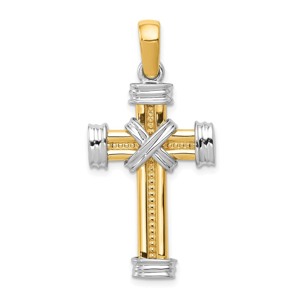 14K Two-tone Latin Cross Pendant - Product Photo