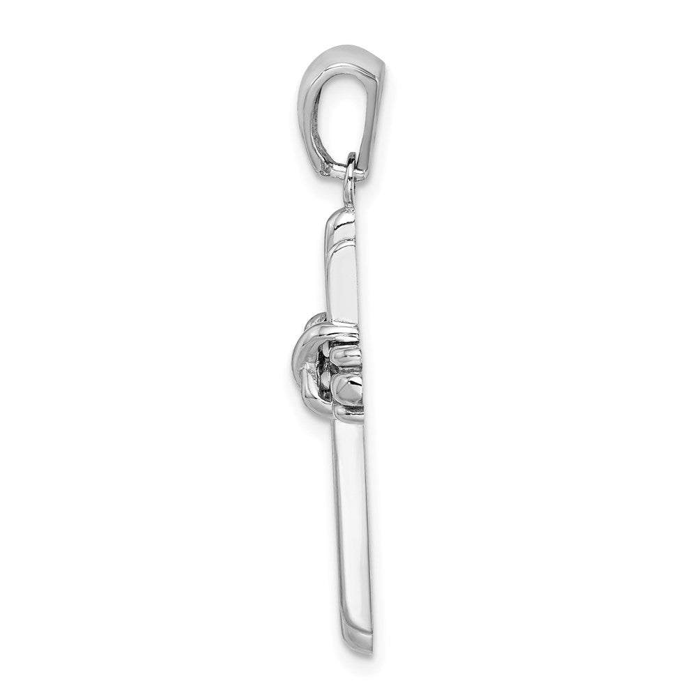 14K White Gold Polished Cross Charm - Product Photo