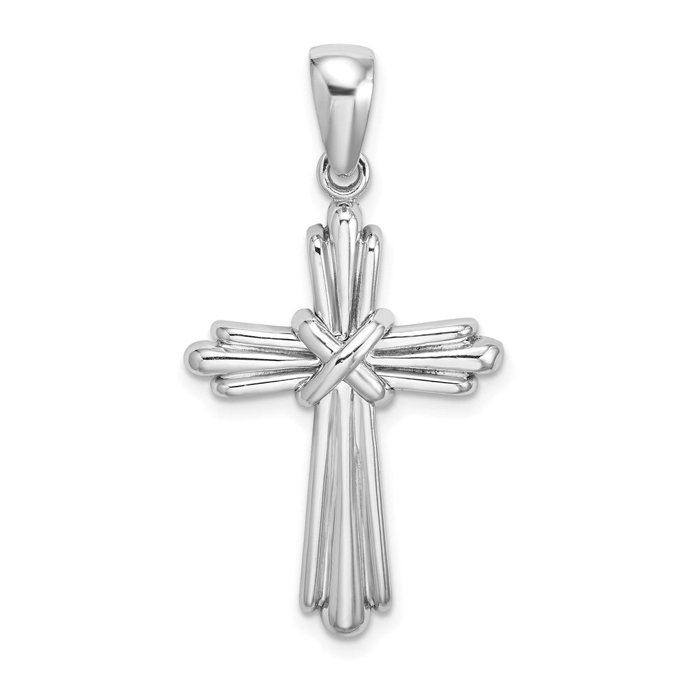 14K White Gold Polished Cross Charm - Product Photo