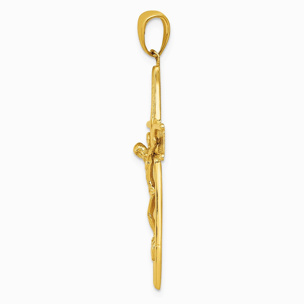 10K / 14K Yellow Gold Satin Finish Crucifix Pendant - Product Photo