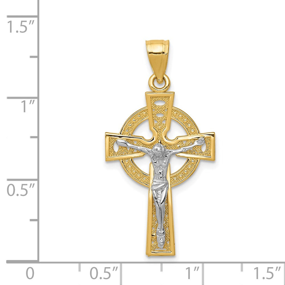 14k Two-tone Iona Crucifix Pendant - Product Photo