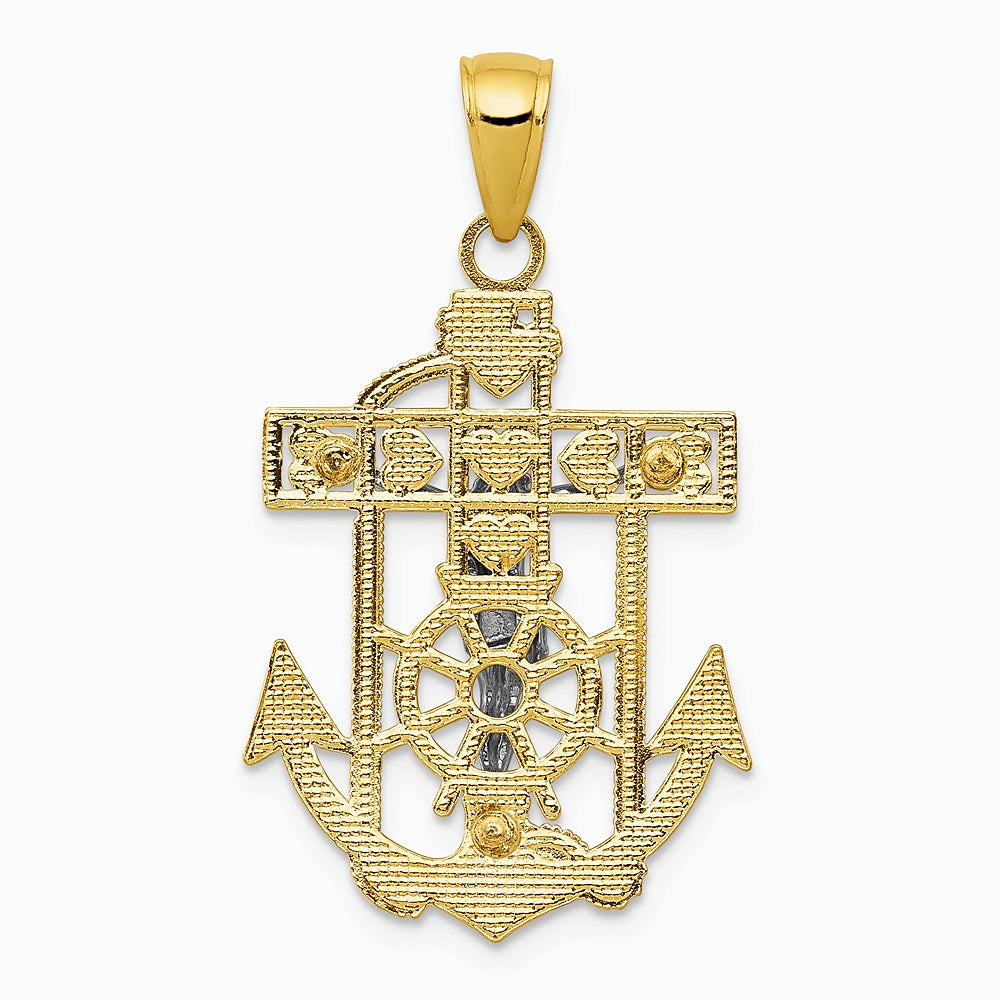 10K / 14K Two-tone Mariner's Crucifix Pendant - Product Photo