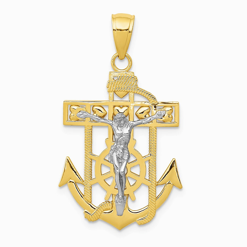 10K / 14K Two-tone Mariner's Crucifix Pendant - Product Photo