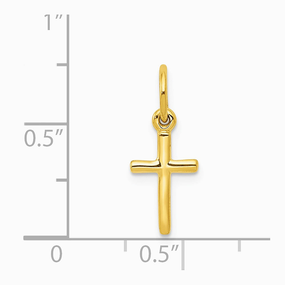 10K / 14K Yellow Gold Small Cross Charm - Product Photo