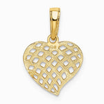 10K / 14K Yellow Gold Polished Basket Weave Pattern Heart Pendant - Product Photo