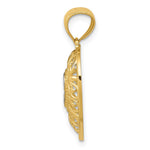 14K and White Rhodium Polished Diamond-cut Filigree Heart Pendant - Product Photo