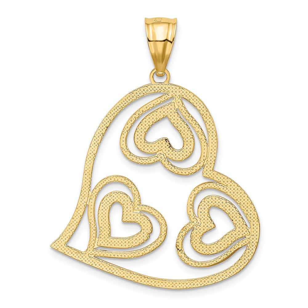 14K Yellow & Rhodium w/ Rhodium Polished Hearts Inside Heart Pendant - Product Photo