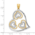 14K Yellow & Rhodium w/ Rhodium Polished Hearts Inside Heart Pendant - Product Photo
