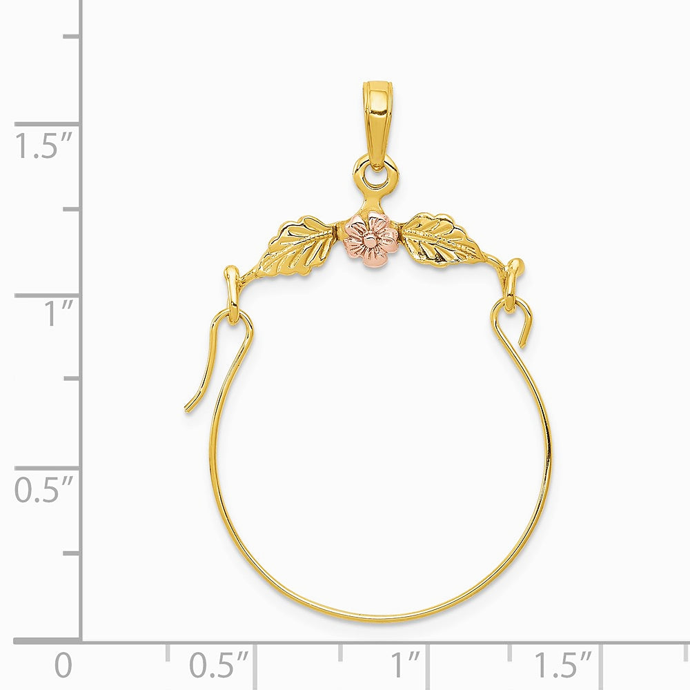 10K / 14K Two-tone Leaves with Flower Charm Holder - Product Photo