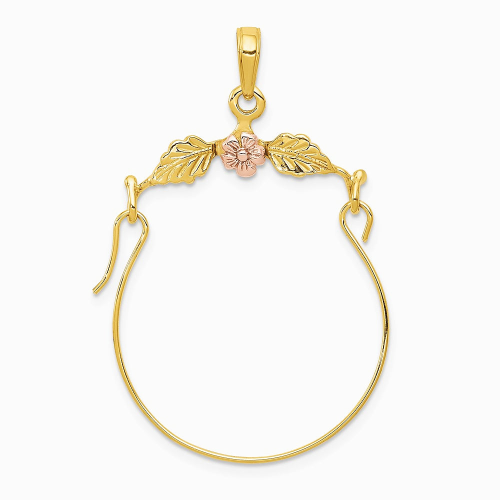 10K / 14K Two-tone Leaves with Flower Charm Holder - Product Photo