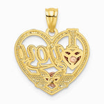 14K Two-tone with White Rhodium I LOVE YOU Heart Pendant - Product Photo