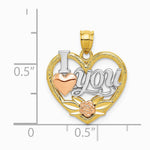 14K Two-tone with White Rhodium I LOVE YOU Heart Pendant - Product Photo