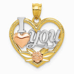 14K Two-tone with White Rhodium I LOVE YOU Heart Pendant - Product Photo