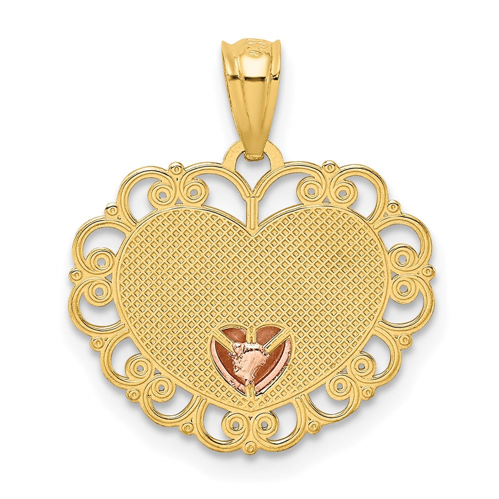 14K Two-tone MOM Heart Pendant - Product Photo