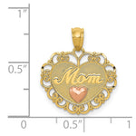 14K Two-tone MOM Heart Pendant - Product Photo