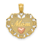 14K Two-tone MOM Heart Pendant - Product Photo