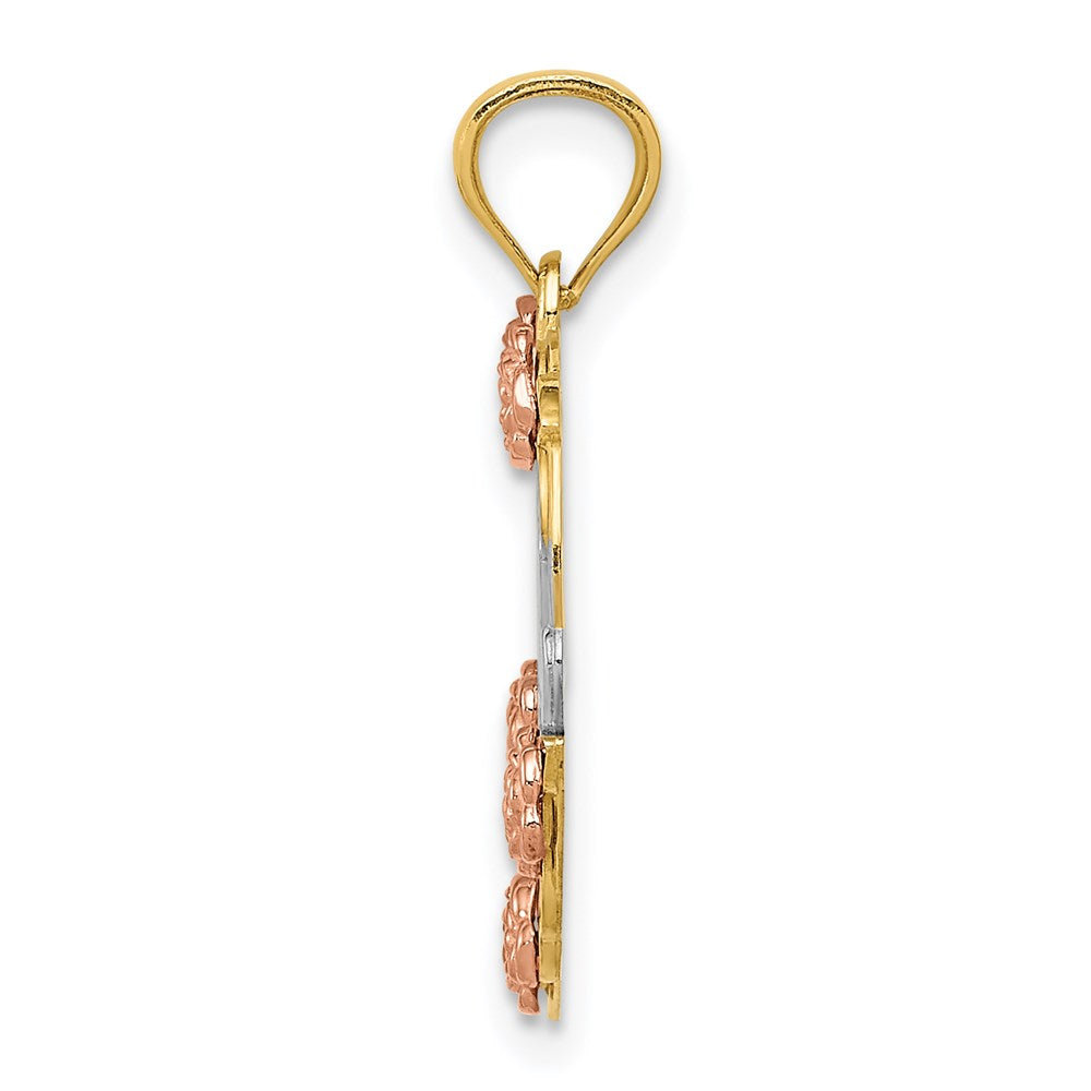 14K Two-tone with White Rhodium MOM Heart Pendant - Product Photo