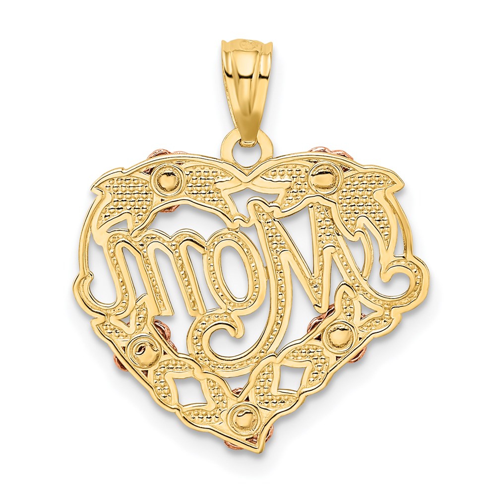 14K Two-tone with White Rhodium MOM Heart Pendant - Product Photo