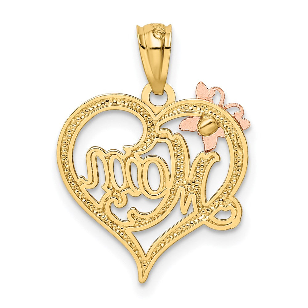 14K Two-tone w/White Rhodium MOM Heart Pendant - Product Photo
