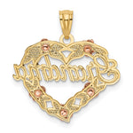 14K Two-tone w/White Rhodium GRANDMA Heart Pendant - Product Photo