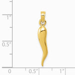 10K / 14K Yellow Gold Medium Italian Horn Pendant - Product Photo
