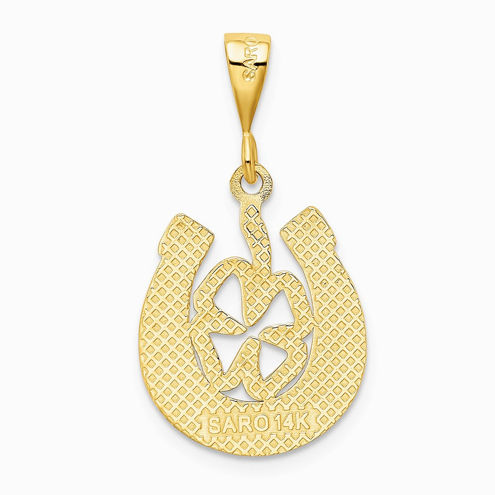 10K / 14K Yellow Gold Good Luck Clover Pendant - Product Photo