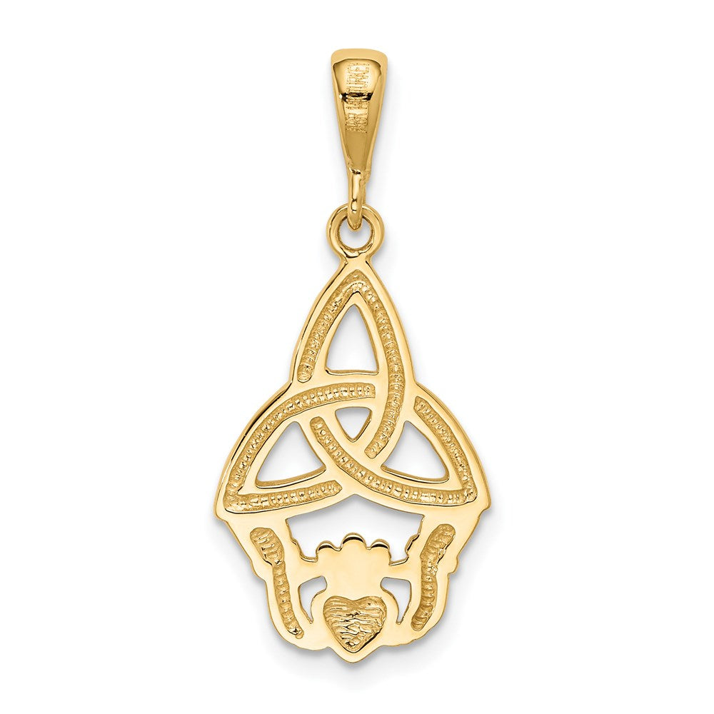 14K Rhodium Diamond-cut Claddagh Pendant - Product Photo