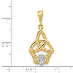 14K Rhodium Diamond-cut Claddagh Pendant - Product Photo