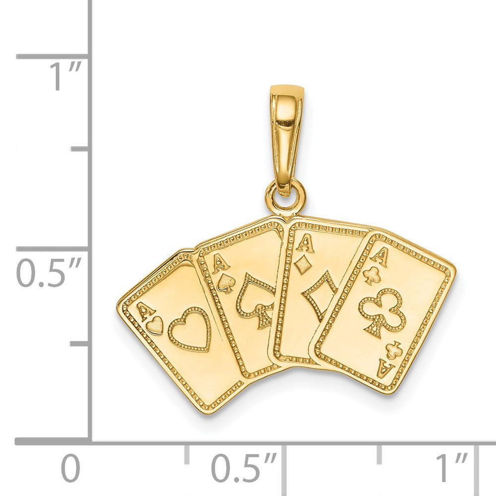 14k Aces Playing Cards Pendant - Product Photo